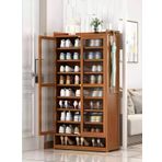 Bambu Ayakkabı Rafı Kapılı 10 Katmanlı Ayakkabı Nizer Dolap Koridor Yatak Odası Giriş için Uzay Tasarruflu Saklama Dolabı Şık Ayakkabı Standı (60 x 32 x 145 cm)