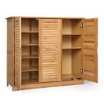 Bambu Ayakkabı Saklama Dolabı - Giriş Koridoru Oturma Odası ve Yatak Odası için Şık Kapılı 4/5 Katlı Serbest Ayakta Ayakkabı Rafı - Bej Renk