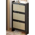 Bambu Ayakkabı Saklama Dolabı İnce Bağımsız Ayakkabı Rafı Kapaklı Retro Ayakkabı Çekmeceli Ev Depolama Mobilyaları Koridor Girişi için B68 x 17 x 121 cm