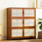 Bambu Ayakkabı Saklama Kabini Kapılar ile Modern Serbest Ayakta Ayakkabı Raf nizer Giriş Koridor Dolap Oturma Odası için Büyük Kapasiteli 83x32x97cm