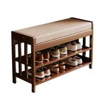 Bambu Ayakkabı Tezgahı Minderli Giriş Yolu Ayakkabı Rafı 80 kg Kapasiteli Şık Depolama Koridor Banyo Oturma Odası için 50/60/70/80/90CMx27CMx44CM