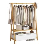 Bambu Ayaklı Elbise Askısı, 2 Katlı Depolama Raflı, 66x40x159cm, Yatak Odası için Şık Asılı Konfeksiyon, Portmanto, Dayanıklı ve Çevre Dostu Tasarım