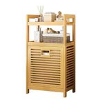 Bambu Banyo Depolama Dolabı, Bağımsız Zemin Dolabı, Depolama Rafları, Çamaşır Sepeti, Saplı Eğimli Çamaşır Sıralayıcı, Sağlam Tasarım (95 x 40 x 30 cm / 37,4