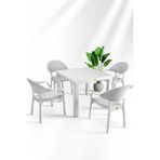 Bambu Beyaz 90X90 cm Camsız Rattan Bahçe Balkon Masa Takımı