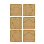 Bambu Çay Tabağı Altlığı, Kare Şekilli, Bej, Elde Yıkama Önerilen, Bulaşık Makinesi Uygun Değil, 10 x 10 cm, 6 Parça