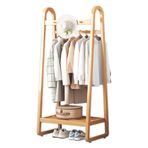 Bambu çift kişilik askılık, ayaklı askı, askı, kancalı, 60 x 39 x 160 cm, ahşap rengi, giriş yolu, yatak odası, oturma odası için ideal