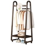 Bambu Çift Kişilik Portmanto Bağlantısız Giysi Rafı 2 Asma Çubuklu 3 Kancalı Portmanto Giriş Yolu Yatak Odası Oturma Odası için 60 x 39 x 165 cm (Kahverengi)