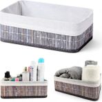 Bambu Çok Amaçlı Saklama Kutusu Düzenleyici Orta Boy Organizer, Dekoratif Bambu Düzenleyici Gri (29X19X10CM)