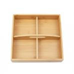 Bambu Çok Gözlü Sunum ve Düzenleme Kutusu | 22x22 cm | Çok Bölmeli Servis ve Organizer | Çay – Kahve İkramlık, Atıştırmalık Sunum Tepsisi