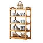 Bambu Çok Katmanlı Ayakkabı Rafı Toz Geçirmez Masif Ahşap Ayakkabı Taşınabilir Kaymaz 5 Katmanlı Ayakkabı Depolama Rafı - 50 cm (20 inç) ve Çevre Dostu