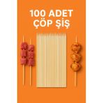 Bambu Çöp Şiş & Yanmaz Bambu Şiş & Tek Kullanımlık Mangal ve Barbekü Şişi & 100 Adet & 25 cm & Aırfryer Çöp Şiş