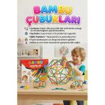 Bambu Çubuklar 300 Parça Eğitici Yapım Seti - Zeka Geliştirici İnşa Blokları Oyuncak