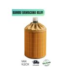 Bambu Damacana Kılıfı Kumaş Korumalı, İpli 19 Lt Su Damacanası Örtüsü Kahverengi