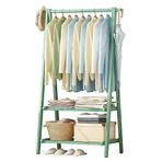 Bambu Elbise Askısı Çift Katmanlı Depolama Raflı 160 cm Uzun Asılı Ray Hafif Katlanabilir Konfeksiyon Standı Yatak Odası Şık Giysiler için nizer L:66/86/116CM