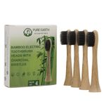 Bambu Elektrikli Diş Fırçası Yedek Başlıkları - Kömür İşlenmiş Sürdürülebilir Eko Elektrikli Diş Fırçası Başlıkları Sonicare Yedek Başlıkları ile Uyumlu - (4'lü Paket) Pure Earth Essentials