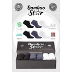 Bambu Erkek Patik Düz Asorti Dikişsiz Çorap Premium Kutulu 6'lı (2 Beyaz - 2 Siyah - 2 Füme)