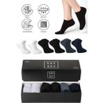 Bambu Erkek Patik Düz Çok Renkli Çorap Dikişsiz Premium Kutulu 6'lı (2 Siyah-2 Beyaz-1 Lacivert-1 Füme) - 40 - 45 - Siyah - Beyaz - Lacivert - Füme