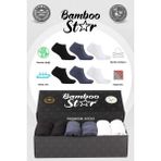 Bambu Erkek Patik Düz Dikişsiz Çorap Premium Kutulu 6'lı (2 Beyaz - 2 Siyah - 2 Füme) - Siyah - Beyaz - Lacivert - 40 - 45