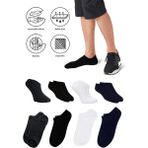 Bambu Erkek Sneaker Siyah-Beyaz-Laci-Füme Çorap Dikişsiz Görünmez Bilekte Spor Çorap Premium 4'lü - 40 - 45 - Siyah - Beyaz - Lacivert - Füme