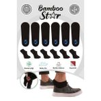 Bambu Erkek Sneaker Siyah Çorap Dikişsiz Görünmez Bilekte Görünmez Spor Çorap Premium 6'lı Paket