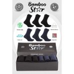 Bambu Erkek Soket Uzun Düz Asorti Çorap Dikişsiz 6'lı Premium Kutulu (3 SİYAH - 3 LACİVERT)