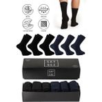 Bambu Erkek Soket Uzun Düz Çok Renkli Çorap Dikişsiz Premium Kutulu 6'lı (3 Siyah - 3 Lacivert) - 40 - 45 - Siyah - Lacivert