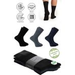 Bambu Erkek Soket Yazlık Uzun Düz Renk Çorap Dikişsiz Premium Paket 3'lü / Yıkamalı Soft Çorap - 40 - 45 - Siyah - Lacivert - Füme