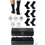 Bambu Erkek Yazlık Soket Klasik Uzun Düz Çorap Dikişsiz Premium Kutulu 6'lı Hediyelik Set - Siyah - Lacivert - 40 - 45