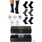 Bambu Erkek Yazlık Soket Klasik Uzun Düz Çorap Dikişsiz Premium Kutulu 6'lı Hediyelik Set - Siyah - Lacivert - Füme - 40 - 45