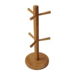 Bambu Fuchia Kupa Standı, Bambu Mutfak Organizatörü, 13.5x32 cm, 6 Kupa Kapasiteli