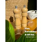 Bambu Gövdeli Vintage Komple Ahşap Tuz Karabiber Değirmeni Baharat Öğütücüsü Orta Boy 16 Cm 2adet