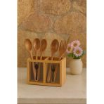 Bambu Ikili Kaşıklık Kutusu, Bambu Çatal Kaşıklık (13Cm)