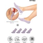 Bambu Kadın Babet Lila Çorap Dikişsiz Görünmez Kaydırmaz Topuk Silikonlu Premium 4'lü Paket - Lila - Mor - 36 - 40