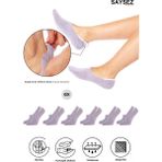 Bambu Kadın Babet Lila Çorap Dikişsiz Görünmez Kaydırmaz Topuk Silikonlu Premium 6'lı Paket - Lila - Mor - 36 - 40