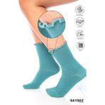 Bambu Kadın Lastiksiz Fırfırlı Soket Dikişsiz Premium Çorap / Iz Bırakmaz / Sıkmayan Çorap - Su Yeşili - 36 - 40