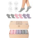 Bambu Kadın Patik Düz Çorap Dikişsiz Premium Kutulu 6'lı Paket - Gri - Pembe - Lila - 36 - 40