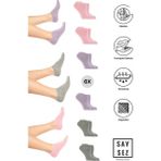 Bambu Kadın Sneaker Renkli Çorap Dikişsiz Görünmez Bilekte Spor Çorap Premium 6'lı Paket - 36 - 40 - Gri - Pembe - Lila