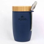 Bambu Kapak Yemek Termosu 500Ml Çelik Termos Lacivert 12 Saat Sıcak Tutar