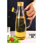 Bambu Kapaklı 1000 ml Borosilikat Cam Yağlık ve Sirkelik Şişe, Vakumlu Sosluk - Seçenek 1