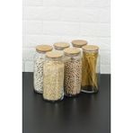 Bambu Kapaklı 6'lı Vakumlu Cam Kavanoz Baharat Takımı 1440ML - Seçenek 1