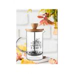 Bambu Kapaklı Borasilikat Cam 600 Ml Desenli French Press /600ml