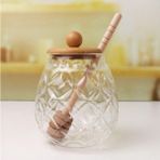 Bambu Kapaklı Cam Bal Kavanozu – 350ML | Kaşıklı & Şık Sunum Kavanozu | Doğal Ahşap Kapaklı Cam Bal - Standart