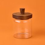 Bambu Kapaklı Cam Kavanoz - Açık Kahverengi / Şeffaf - 450 ml - Çok Renkli - 1000 ml