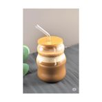 Bambu Kapaklı Cam Pipetli 450 ml Borosilikat Bardak - 0 - Siyah - 0 - 200 ml