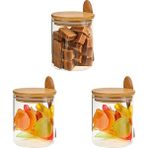 Bambu Kapaklı ve Kaşıklı Cam Kavanozlar, 17OZ Cam Şeker Kabı (Yurt Dışından) - Renkli