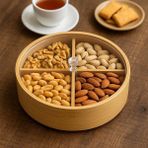 Bambu Kare 4 Bölmeli Çerezlik - Kahvaltılık Akrilik Kapaklı 24 cm - 1 Adet