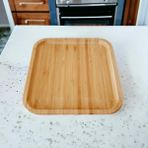 Bambu Lüx Kare Servis 20 * 20CM, Bambu Sunumluk & Çerezlik Kare Sunum Tabağı - Option-1 - 51R-Turuncu