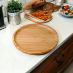 Bambu Lüx Yuvarlak Servis 25 * 25CM, Sunumluk & Çerezlik Sunum Tabağı - Option-1 - 51R-Turuncu
