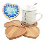 Bambu mozaik altlık, el işi çalışmaları için boş zemin kaseleri, mozaik aksesuarı, bardak altlığı, bitki altlığı, sanat tabağı (kalp), 4 adet