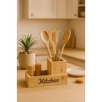 Bambu Mutfak Tezgah Üstü Çok Amaçlı Düzenleyici - Saklama Kutusu- Organizer 22 cm x 11 cm